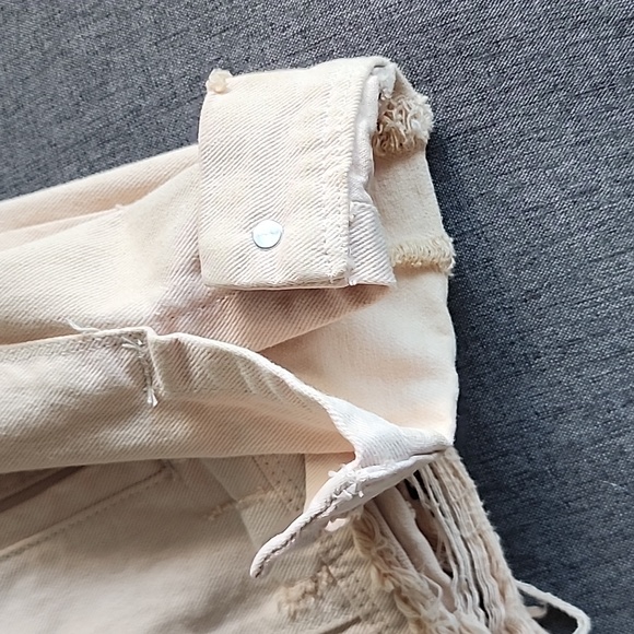 Women's fashion tattered Jean jacket light peach pink colour. - Picture 2 of 10